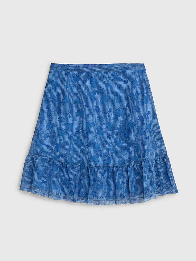 blue floral tiered fit and flare skirt for women tommy hilfiger
