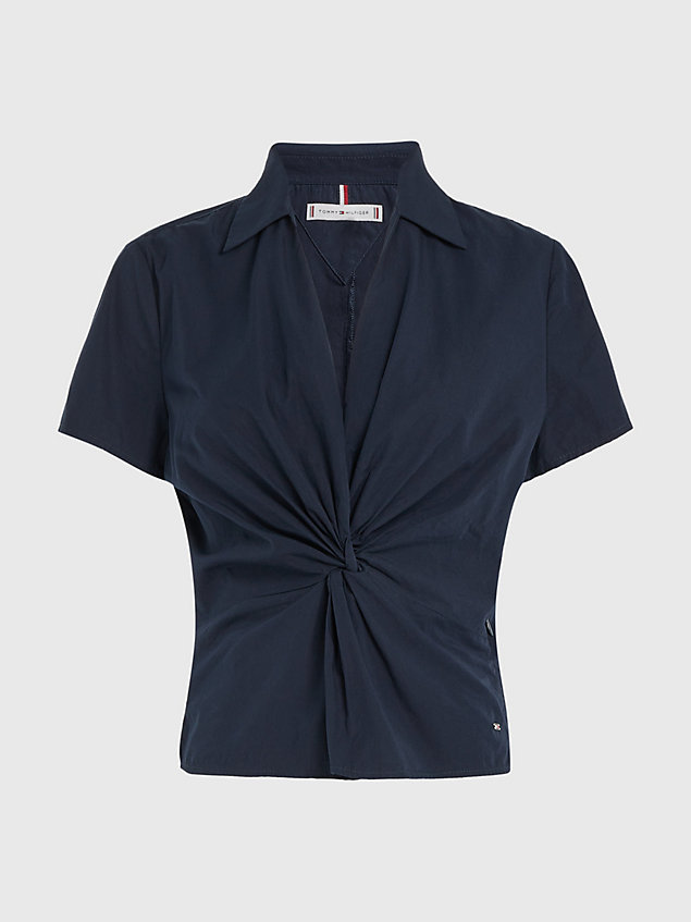 chemise en popeline à détail torsadé blue pour femmes tommy hilfiger