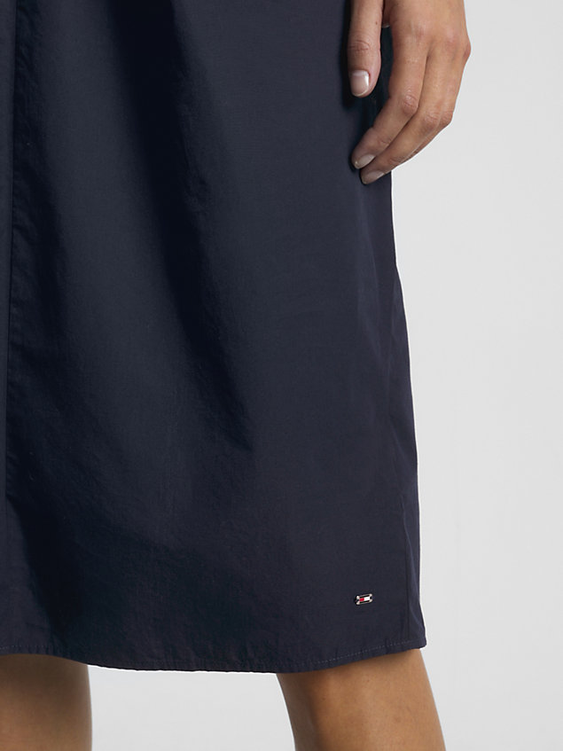 blue poplin midi-jurk met twist-detail voor dames - tommy hilfiger