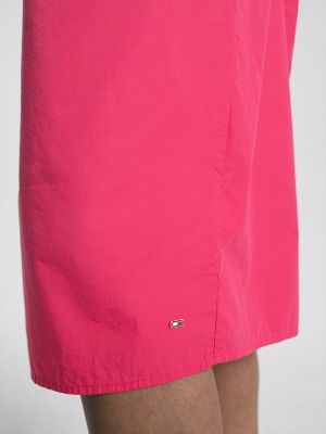 Twist Detail Poplin Midi Tommy Dress | | Pink Hilfiger