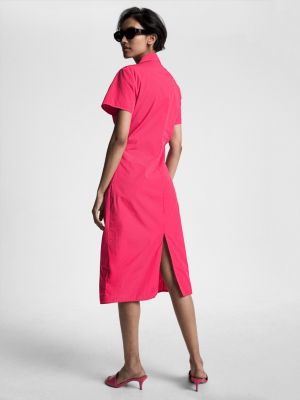 Twist Detail Poplin Midi Dress | Tommy Pink Hilfiger 