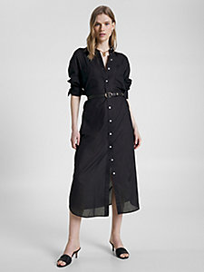 blue relaxed voile maxi shirt dress for women tommy hilfiger