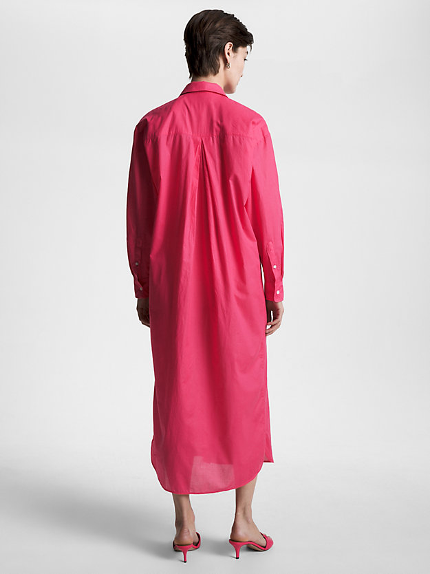 rosa relaxed fit maxi-hemdkleid aus voile für damen - tommy hilfiger