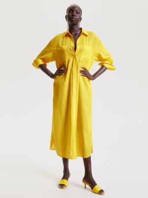 Robe chemise maxi d contract e en voile JAUNE Tommy Hilfiger