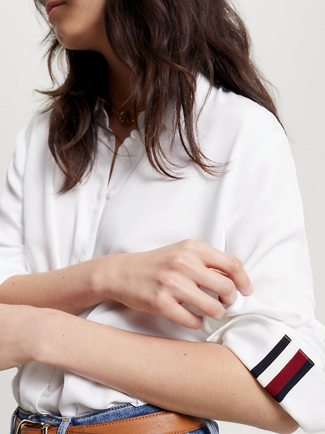 chemise coupe standard en sergé white pour femmes tommy hilfiger