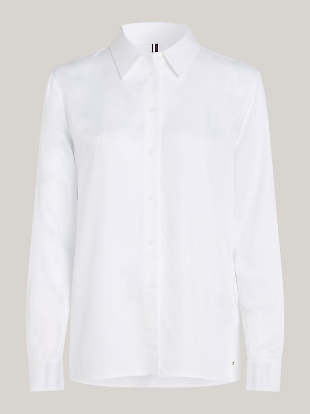 white regular fit twill-bluse für damen - tommy hilfiger