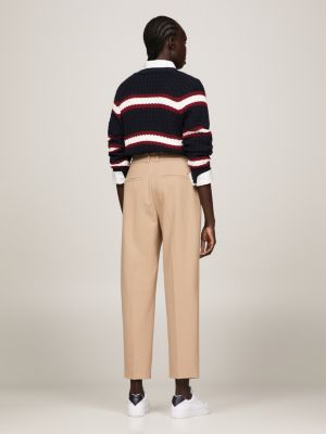 beige tapered fit twill-hose für damen - tommy hilfiger