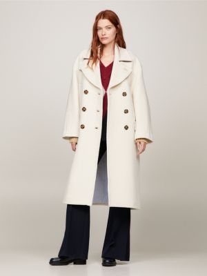 Caban doppiopetto oversize lungo, Bianco