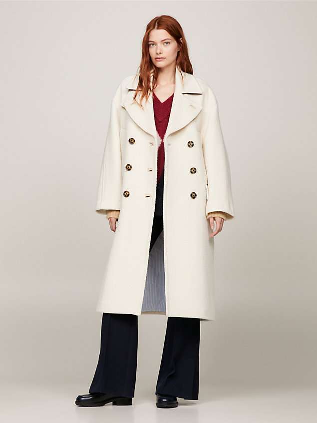 white long double breasted oversized peacoat for women tommy hilfiger