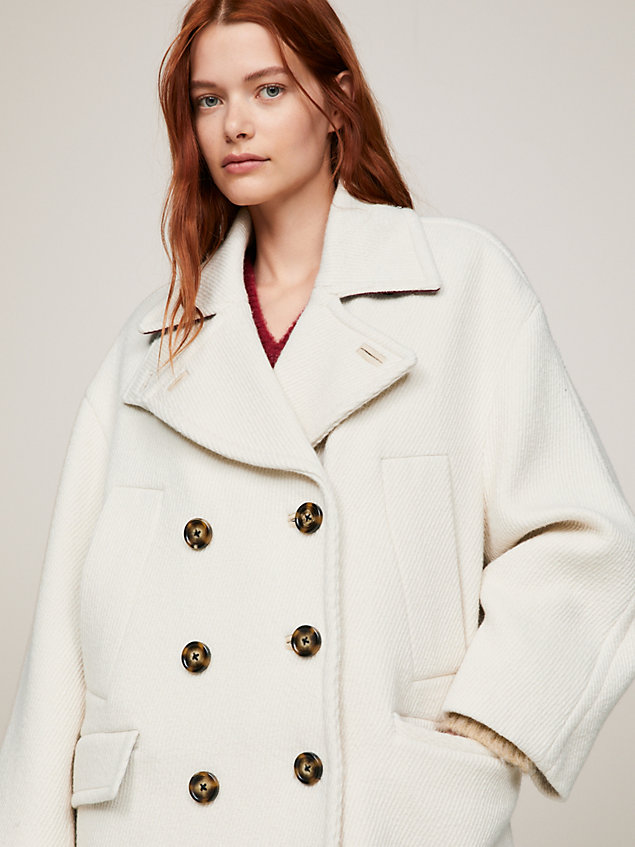 white long double breasted oversized peacoat for women tommy hilfiger