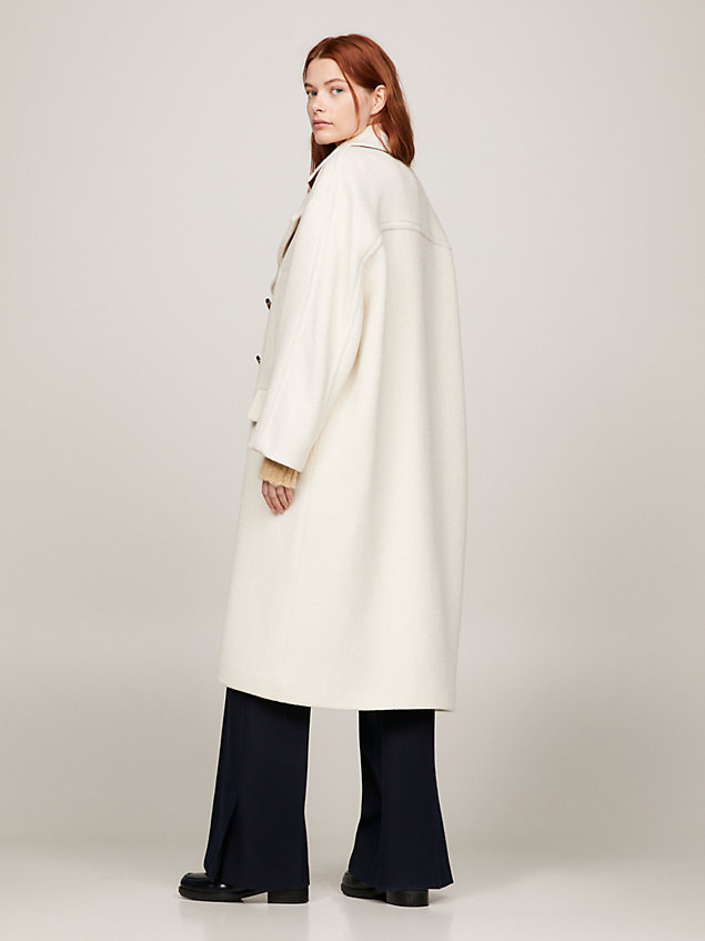 white dwurzędowy płaszcz marynarski o kroju oversize dla kobiety - tommy hilfiger