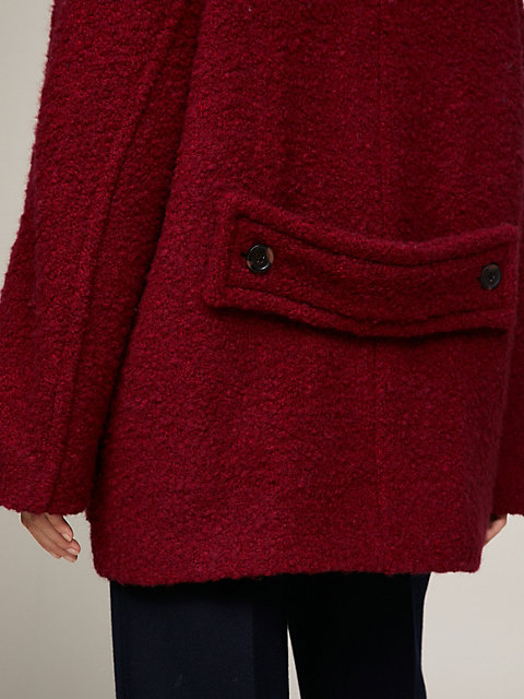 red textured double breasted relaxed peacoat for women tommy hilfiger