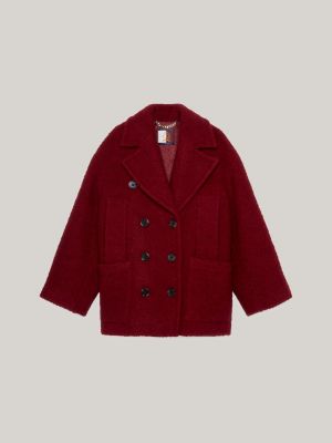 Red double breasted on sale peacoat