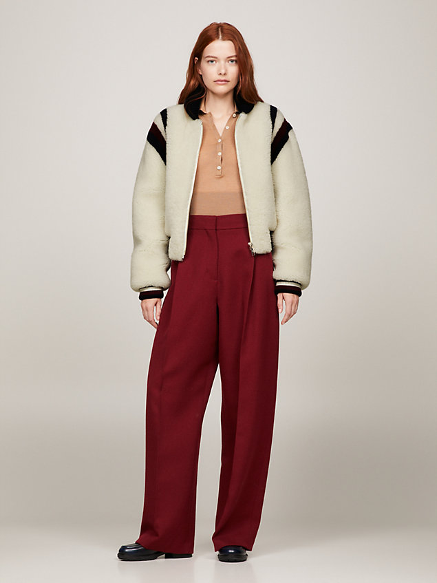 giacca college in shearling white da donna tommy hilfiger