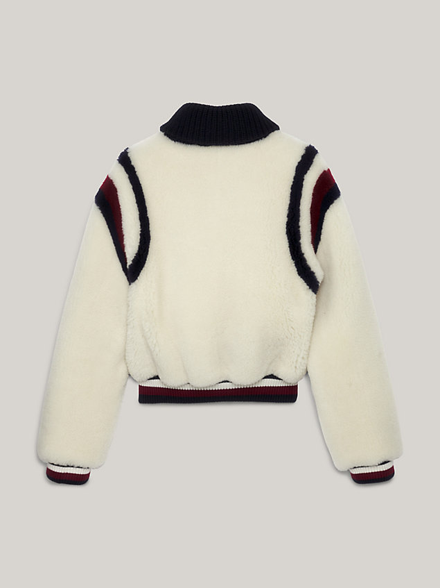 giacca college in shearling white da donna tommy hilfiger