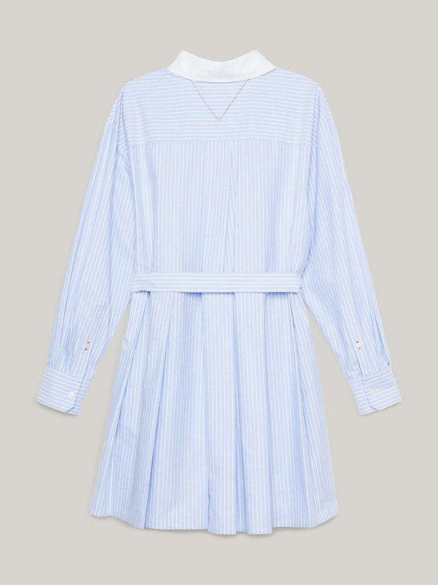 blue pleated relaxed mini shirt dress for women tommy hilfiger