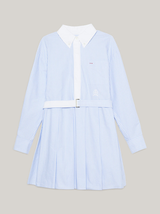 blue pleated relaxed mini shirt dress for women tommy hilfiger