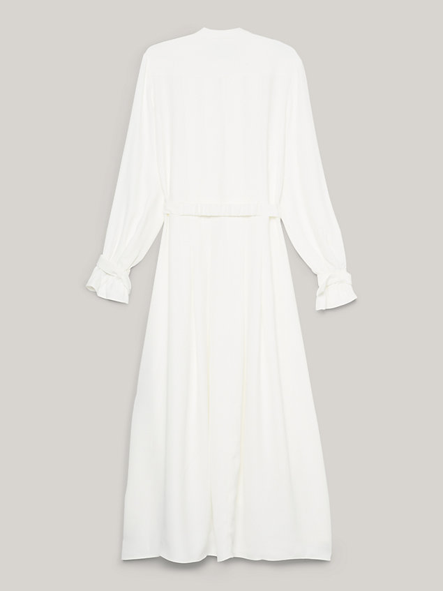 robe-chemise maxi plissée à ceinture mors white pour femmes tommy hilfiger
