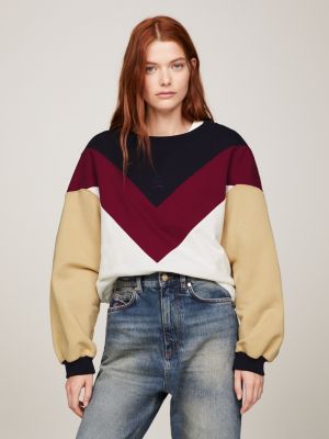 Tommy jeans colourblock stripe clearance logo sweatshirt