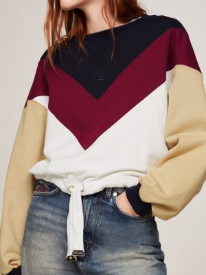 Tommy jeans colourblock store stripe logo sweatshirt