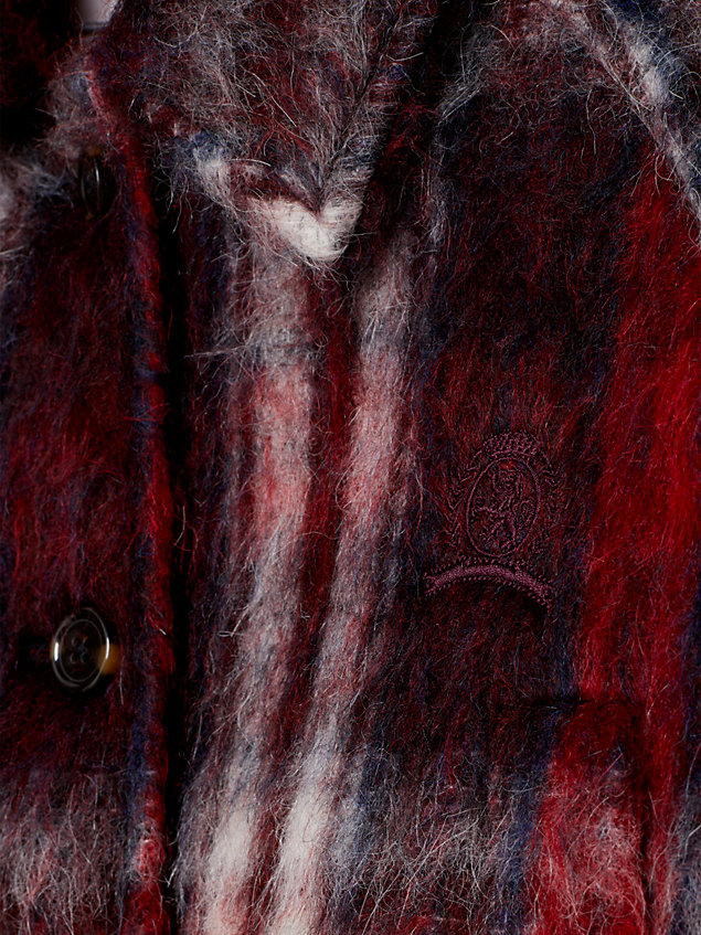 red kurtka o skróconym kroju w szkocką kratę dla kobiety - tommy hilfiger