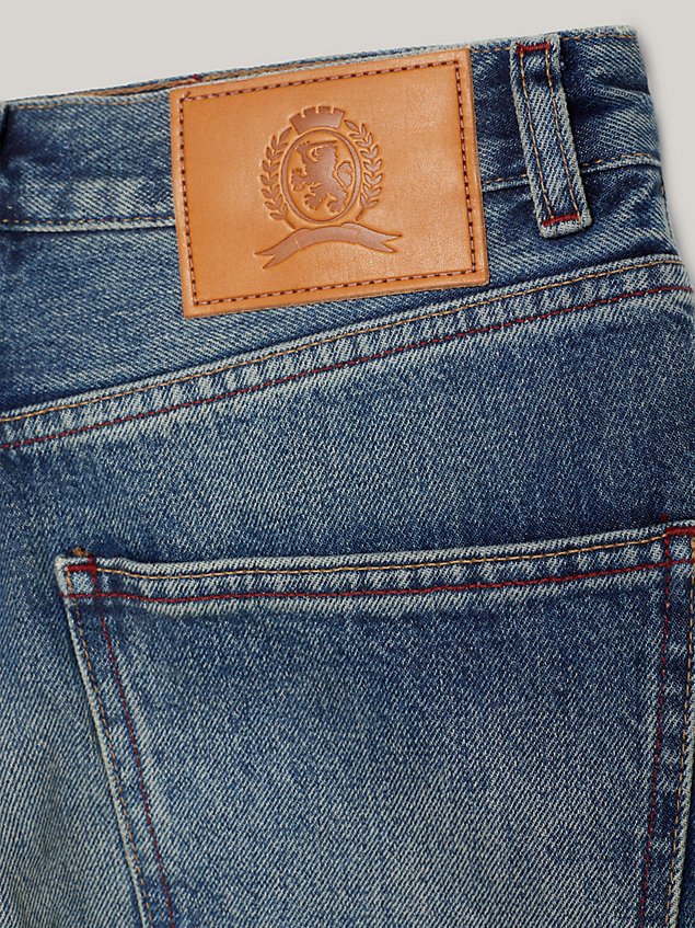 blue relaxed jeans met geruite omslagboorden voor dames - tommy hilfiger