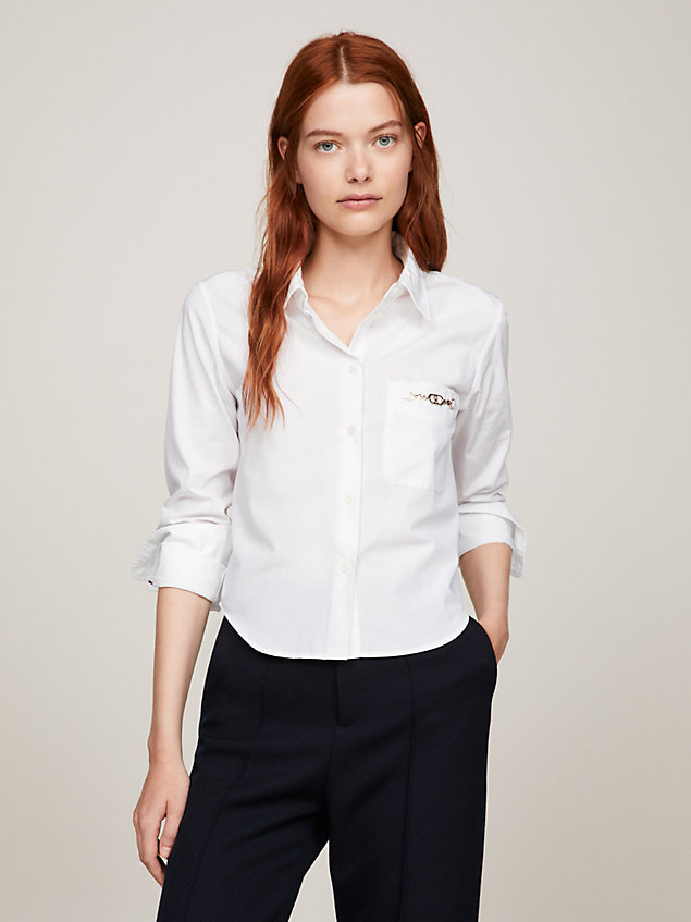 white fitted poplin blouse for women tommy hilfiger