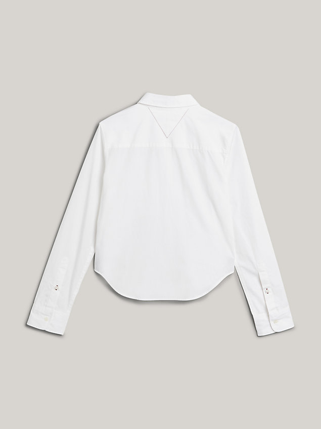 white getailleerde poplin blouse voor dames - tommy hilfiger