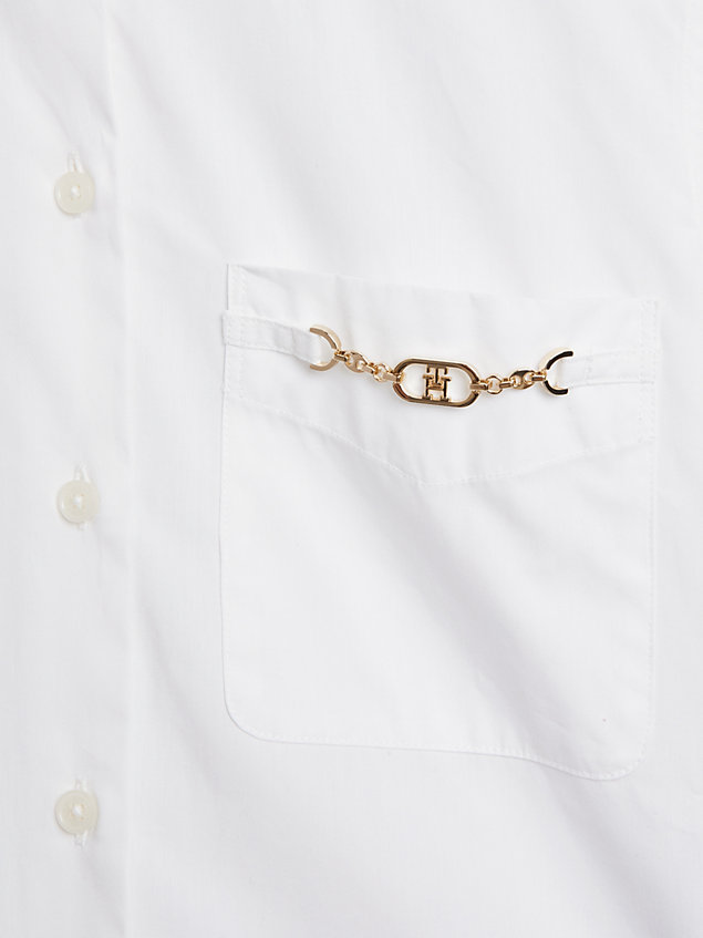 white getailleerde poplin blouse voor dames - tommy hilfiger