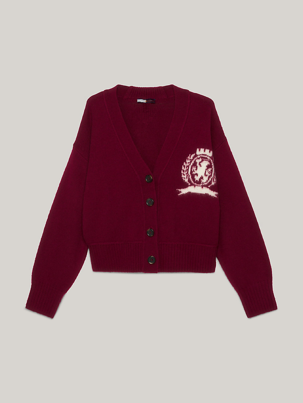 cardigan relaxed fit stile college in lana red da donna tommy hilfiger