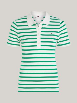 polo 1985 collection slim fit a righe verde da donne tommy hilfiger