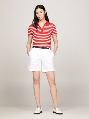 polo 1985 collection slim fit a righe rosso da donne tommy hilfiger