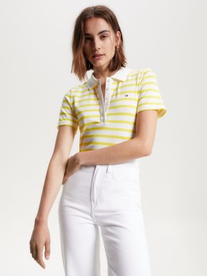 1985 Collection gestreiftes Slim Fit Poloshirt Tommy Hilfiger | Weiß 