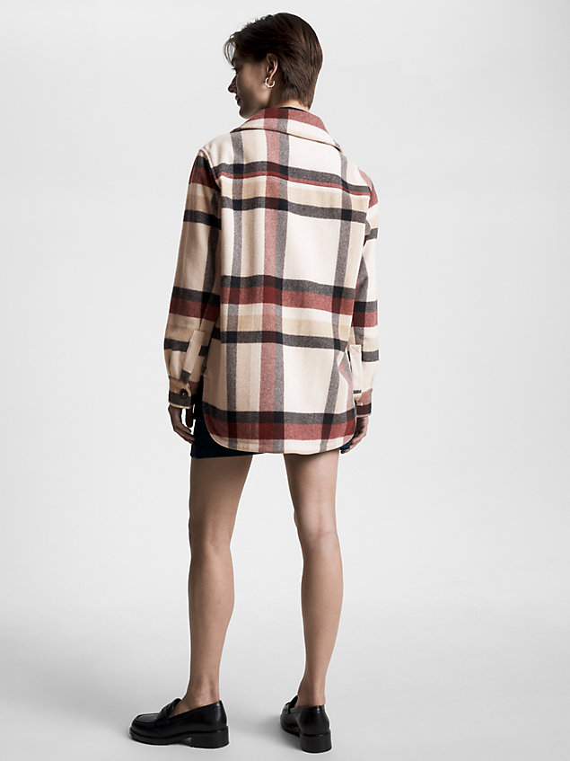 white wool blend check shacket for women tommy hilfiger