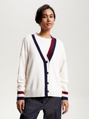 Global Stripe Relaxed Cardigan | WHITE | Tommy Hilfiger