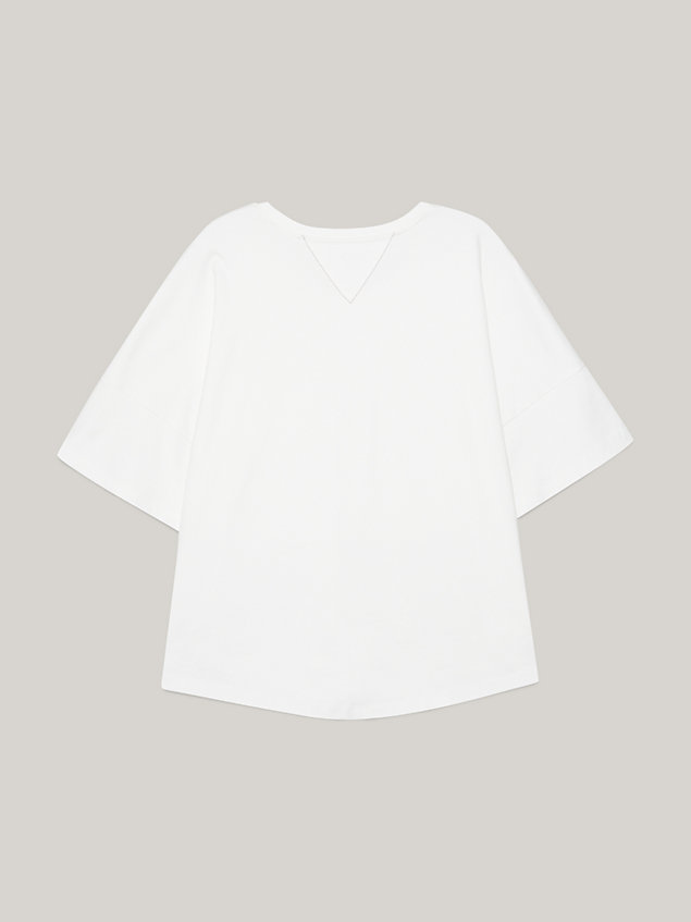 white boyfriend fit t-shirt mit th-monogramm-kette für damen - tommy hilfiger