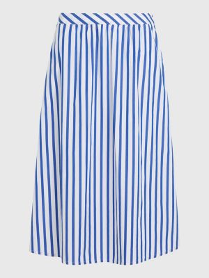 Midi White Hilfiger | Stripe Skirt Tommy Poplin |