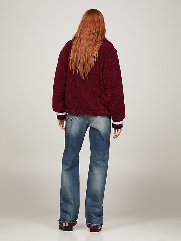 chaqueta universitaria de pelo sintético red de mujer tommy hilfiger