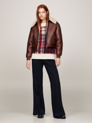 Tommy hilfiger store brown leather jacket