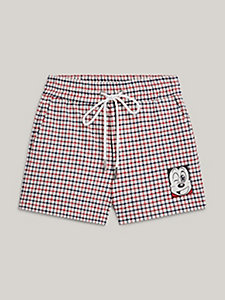 blue disney x tommy patch seersucker check relaxed shorts for women tommy hilfiger