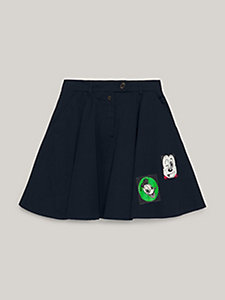 blue disney x tommy patch fit and flare chino skirt for women tommy hilfiger