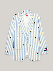 blue disney x tommy ithaca stripe relaxed blazer for women tommy hilfiger