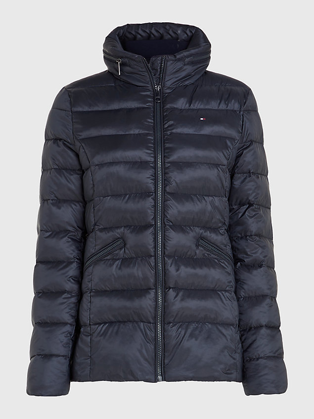 blue recycled padded jacket for women tommy hilfiger
