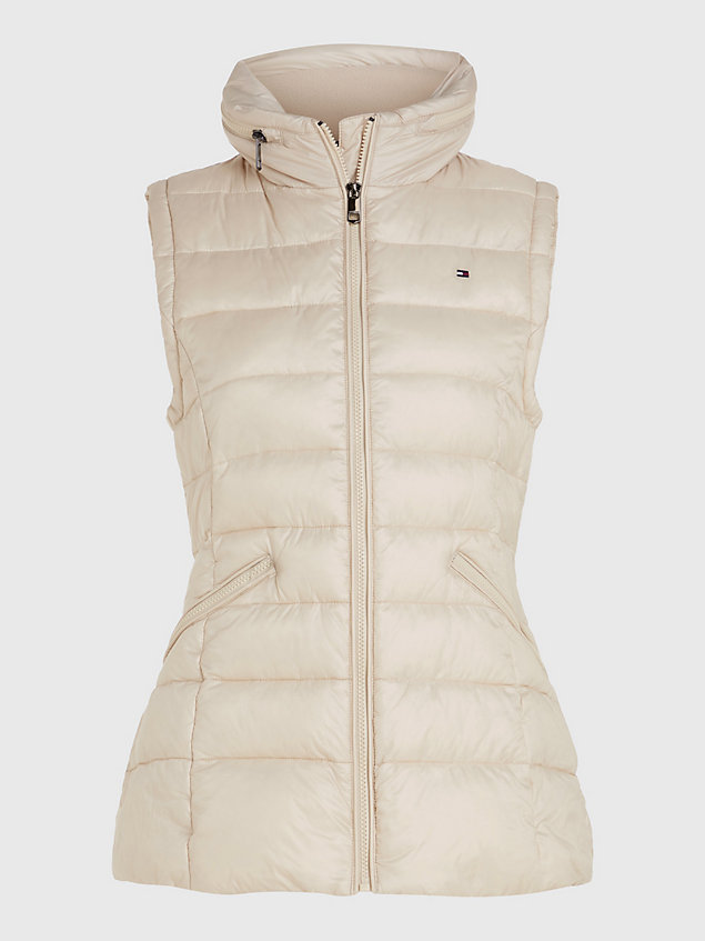 beige recycled padded vest for women tommy hilfiger