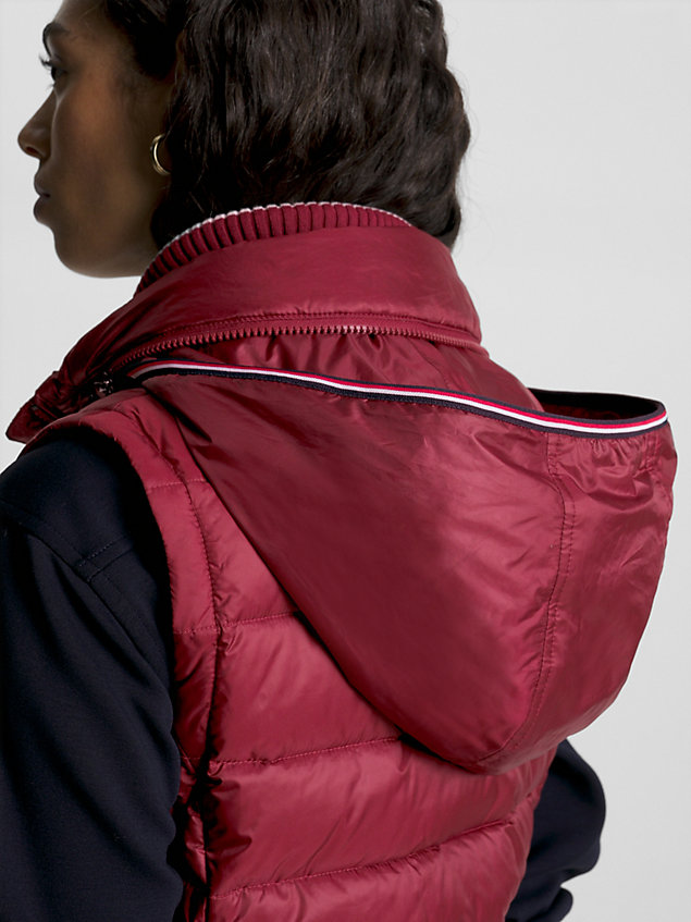 red recycled padded vest for women tommy hilfiger