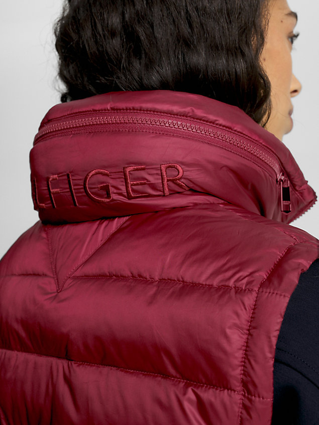 red recycled padded vest for women tommy hilfiger