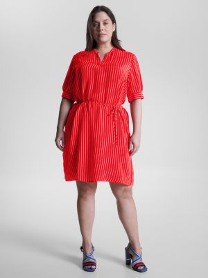 Tommy Hilfiger Curve Red Monogram Midi Shirt Dress