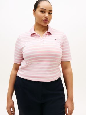 pink curve 1985 regular fit pique polo shirt for women tommy hilfiger