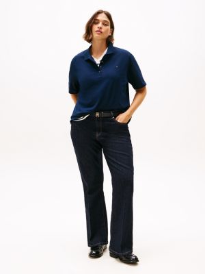 blauw curve 1985 collection regular fit polo voor dames - tommy hilfiger