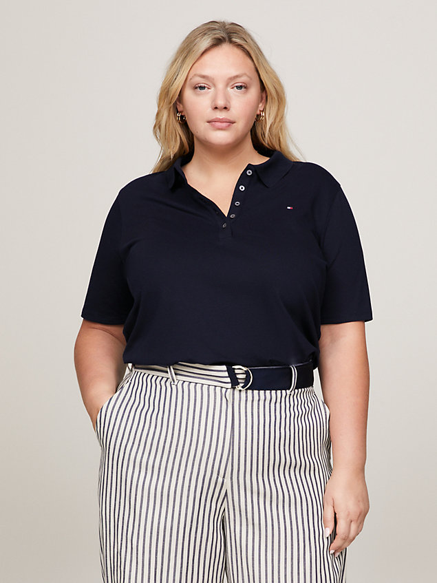 blue curve 1985 collection flag embroidery regular polo for women tommy hilfiger